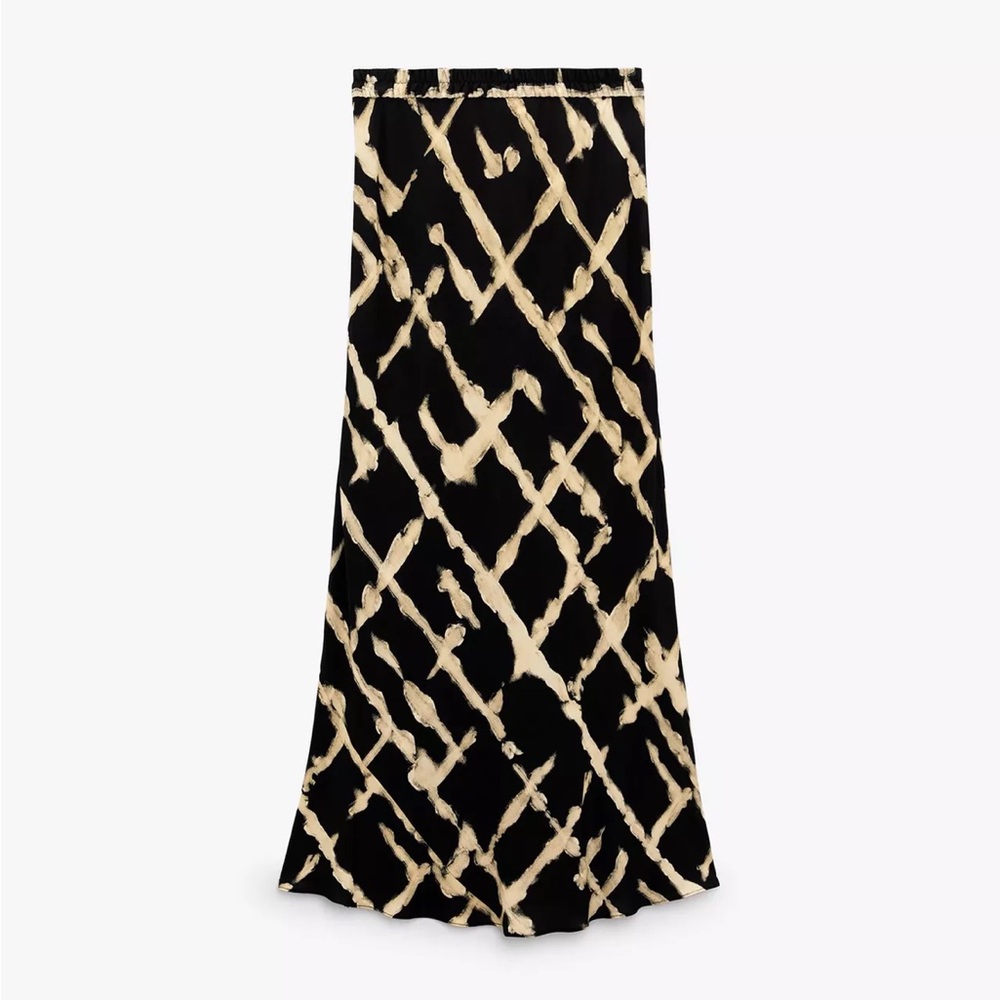 ZARA Elegant Black and Cream Women's Skirt